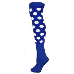 AJs Socks Polka Dot Knee Socks - Blue W/White Dots Colorful Knee Highs