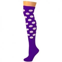 AJs Socks Polka Dot Knee Socks - Purple W/ White Dots