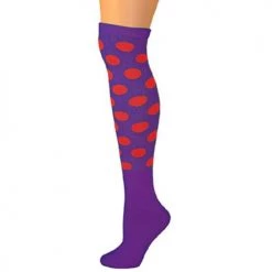 AJs Socks Polka Dot Knee Socks - Purple W/ Red Dots Colorful Knee Highs