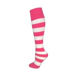 AJs Socks Kids Striped Knee Socks - Neon Pink/White