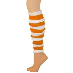 AJs Socks Striped Leg Warmers - Neon Orange/White (22") Arm / Leg Warmers
