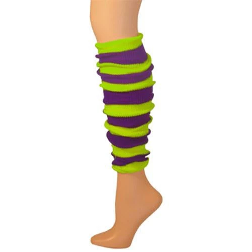 ClownAntics Leg Warmer, Striped (Tube) - Purple/Lime 22" 1 ClownAntics Leg Warmer, Striped (Tube) - Purple/Lime 22"