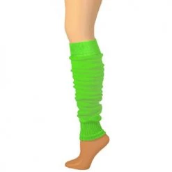 AJs Socks Leg Warmers, Solid Medium Weight With Welt - Lime (22") Arm / Leg Warmers