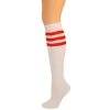 AJs Socks Colorful Knee Highs Retro Tube Socks - White W/ Red (Knee High)