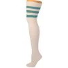 AJs Socks Retro Tube Socks - White W/ Turquoise (Thigh High) Thigh High Socks