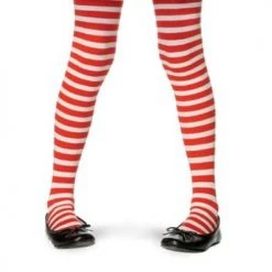 Leg Avenue Child's Striped Tights - Red/White (Large 8-10)
