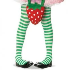 Leg Avenue Child's Striped Tights - Green/White (Medium 4-6)