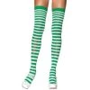 Leg Avenue Striped Thigh Highs - White/Green