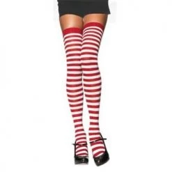 Leg Avenue Striped Thigh Highs - White/Red