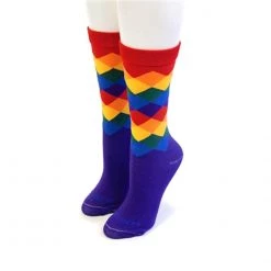 Pride Socks Rainbow Argyle Mid Calf Socks - Men (9-13)