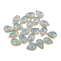 Clown Antics Glitter & Glitter Tattoo Resin Rhinestone Bling Tear Drop, AB 12 Mm, 20/pk