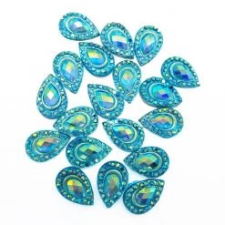 Clown Antics Resin Rhinestone Bling Tear Drop, Blue 12 Mm, 20/pk
