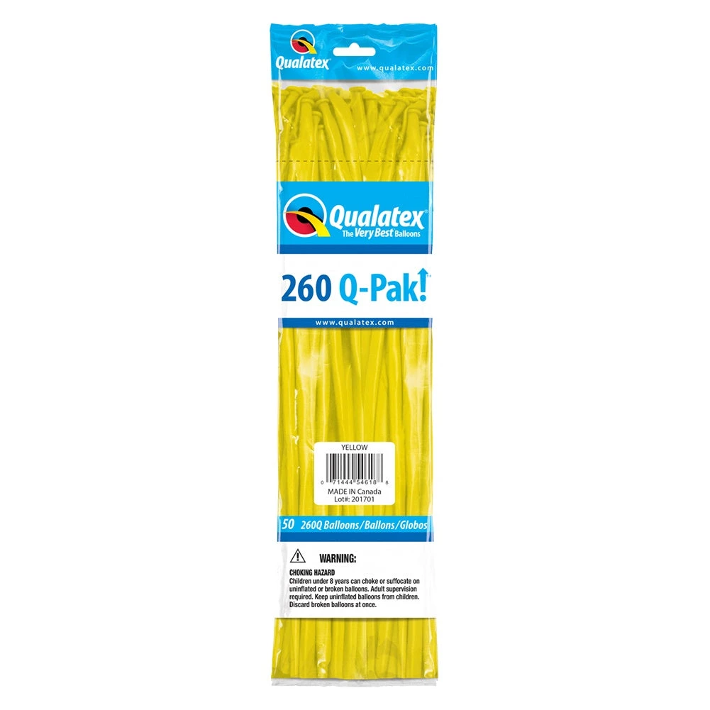 Qualatex 260Q Balloons - Yellow (50/Bag) 1 Qualatex 260Q Balloons - Yellow (50/Bag)