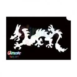 Glimmer Body Art Glitter Stencil Chinese Dragon 2 5/pk Glitter & Glitter Tattoo