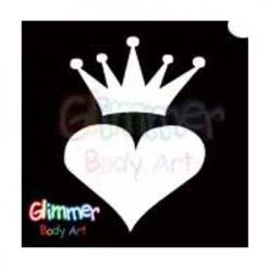 Glimmer Body Art Glitter Tattoo Stencil Crowned Heart 5/pk Glitter & Glitter Tattoo