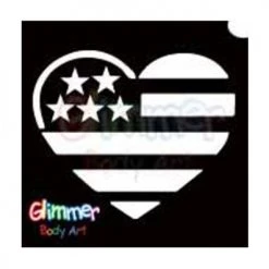 Glimmer Body Art Glitter Stencils USA Flag Heart (5/pack) Glitter & Glitter Tattoo