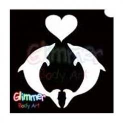 Glitter & Glitter Tattoo Glimmer Body Art Glitter Stencils Dolphin Heart (5/pack)