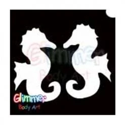 Glitter & Glitter Tattoo Glimmer Body Art Glitter Tattoo Stencils - Sea Horses 5/pk