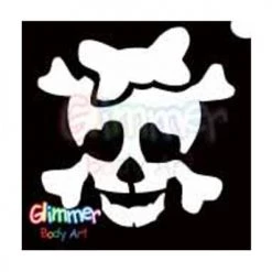 Glimmer Body Art Glitter Stencils Skull With Bow (5/pack)