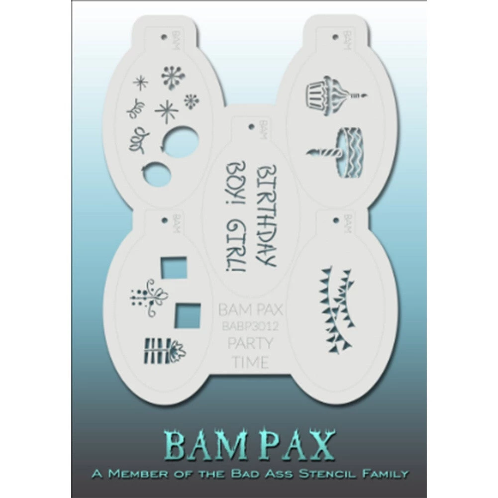 Bad Ass Stencils BAM PAX Stencils - Party Time (BABP 3012) 1 Bad Ass Stencils BAM PAX Stencils - Party Time (BABP 3012)