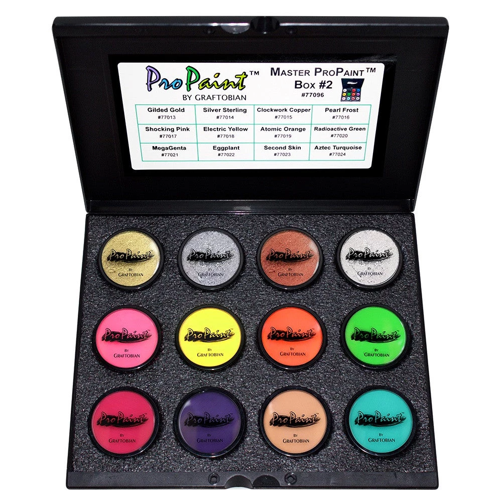 Face Paint Brands Graftobian ProPaint 12 Color Metallic/Neon Master Palette 1 Face Paint Brands Graftobian ProPaint 12 Color Metallic/Neon Master Palette