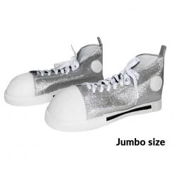 Clown Antics Funny Fashion Jumbo Size Silver Glitter Clown Shoes Shoes & Laces