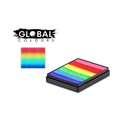 Global Body Art Face Paint Brands Global Colours Magnetic One Stroke Split Cake - Bright Rainbow, 50 Gm