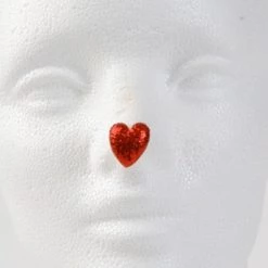 Professional Noses Jim Howle Clown Nose Tip - Sparkle Red Heart Size B (Nickel) - 13/16"