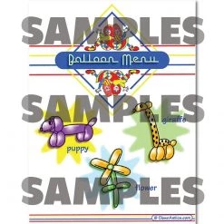 Clown Antics Colorful Restaurant Syle Balloon Menu - Animals Balloon Accessories