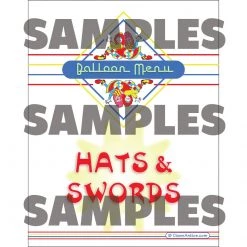 Clown Antics Colorful Restaurant Syle Balloon Menu - Hats & Swords Balloon Accessories