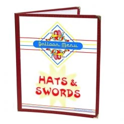 Clown Antics Colorful Restaurant Syle Balloon Menu - Hats & Swords Balloon Accessories