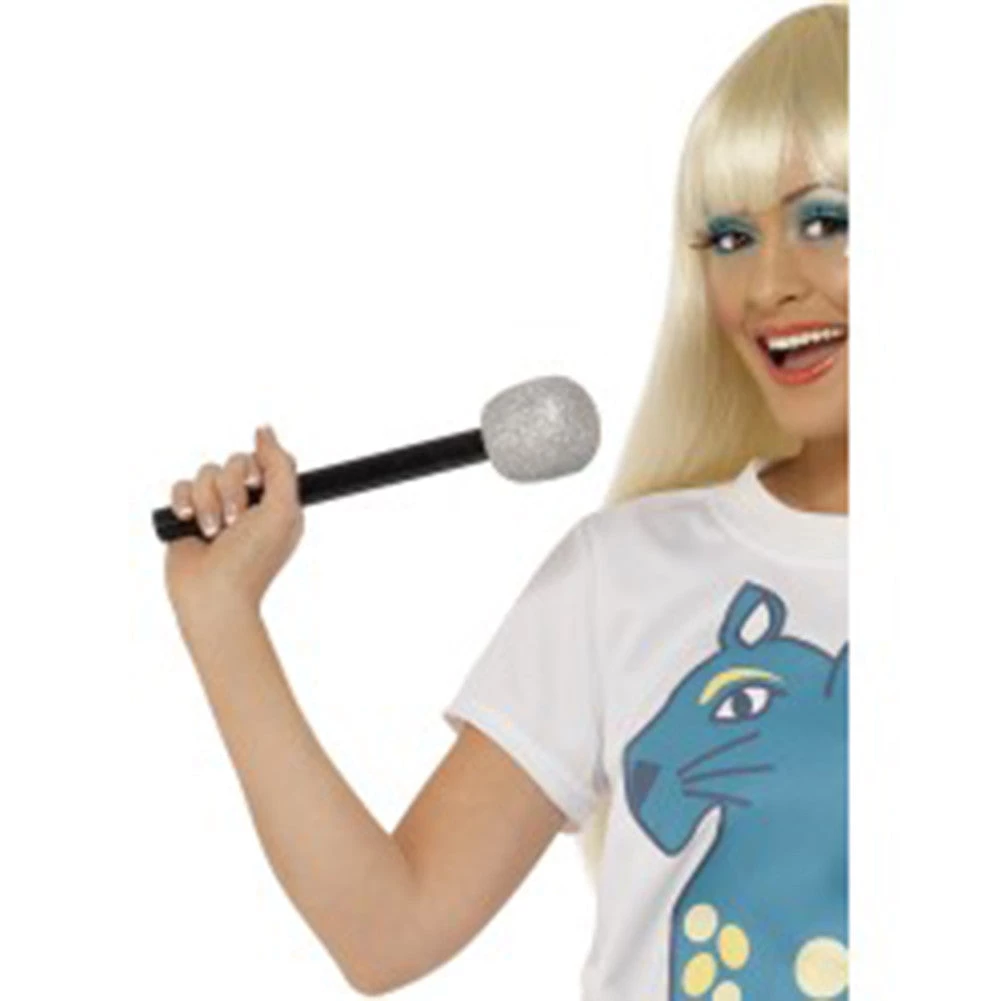 Smiffy's Joke And Novelty Parade & Walk Around Silver Glitter Microphone Prop 1 Smiffy's Joke And Novelty Parade & Walk Around Silver Glitter Microphone Prop