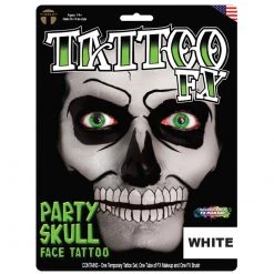 Tinsley Transfers Party Skull Tattoo Kit - White Halloween Makeup