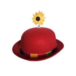 U.S. Toy French Clown Bowler Derby Hat With Daisy - Red Hats