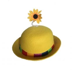 U.S. Toy French Clown Bowler Derby Hat With Daisy - Yellow