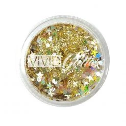 VIVID Glitter Loose Chunky Glitter - Gold Dust (10 Gm Jar) Glitter & Glitter Tattoo